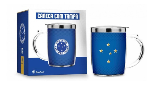 Caneca Plástica Metal Inox Cruzeiro Esporte Clube Com Tampa