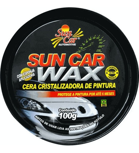 Cera Cristalizadora Sun Car Wax - 100g + Aplicador Espuma