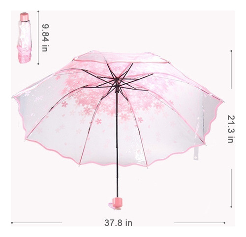 B Gift Paraguas Transparente Flor De Cerejeira Rosa