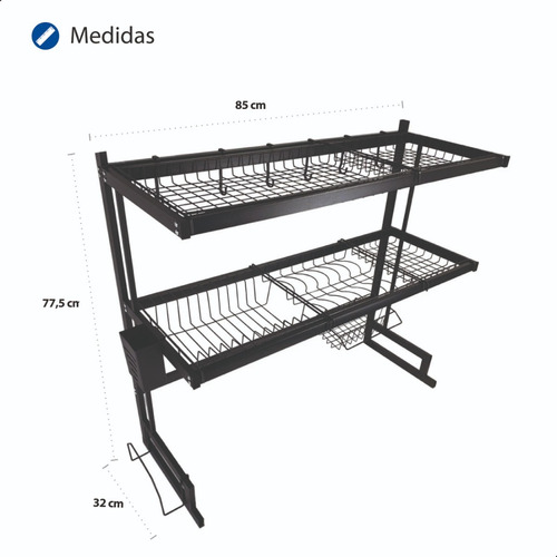 Imagen 6 de 9 de Seca Platos Escurridor Cocina Bacha Vajillas Dos Niveles