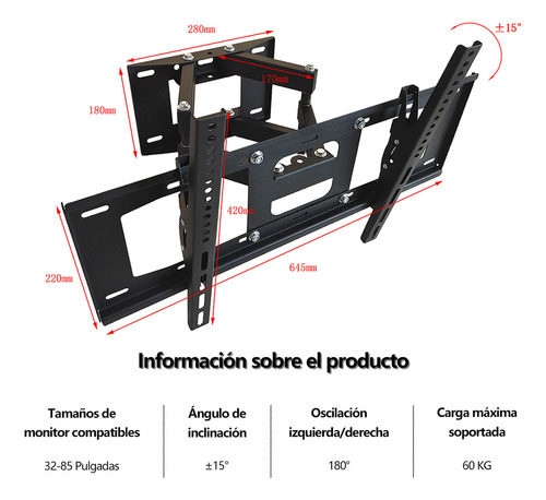 Soporte De Pared Para Tv Y Monitor De 32 A 85 Pulgadas Mountup Color Negro