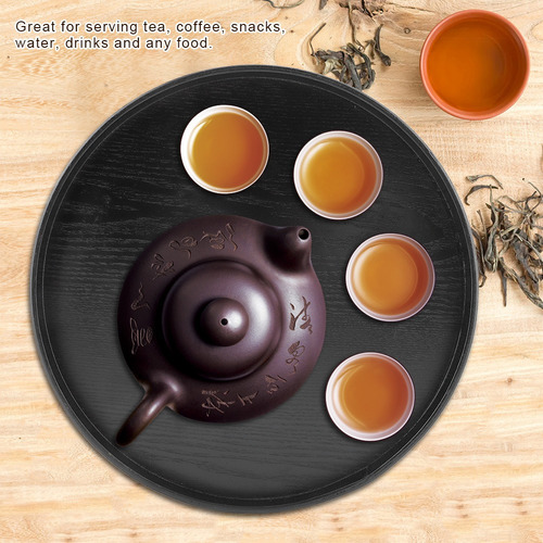 Bandeja De Té De Madera Para Servir Plato Redondo De Madera