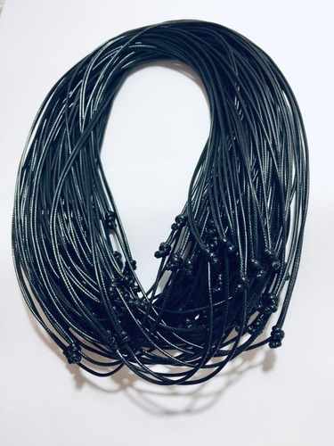 200 Collares Negro De Hilo Encerado 1.5mm