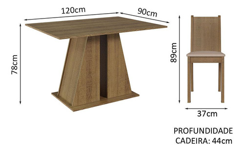 Mesa de comedor con 4 sillas Marilyn Madesa Rb, color rústico/sintético, beige