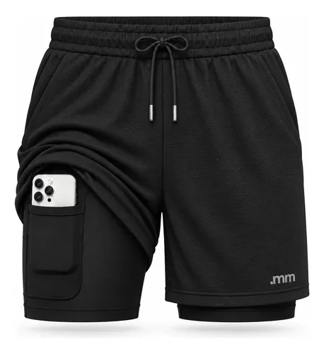 Bermuda Masculina 2 em 1 Dry Fit com Compressão para Academia