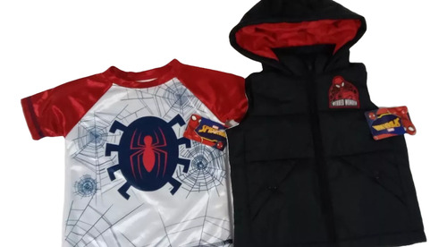 Chaleco Acolchado Y Playera De Spiderman Para Niño