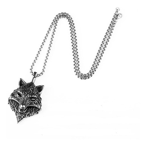 Collar Dije Lobo Celta Vikingo Amuleto 316l Acero Inoxidable