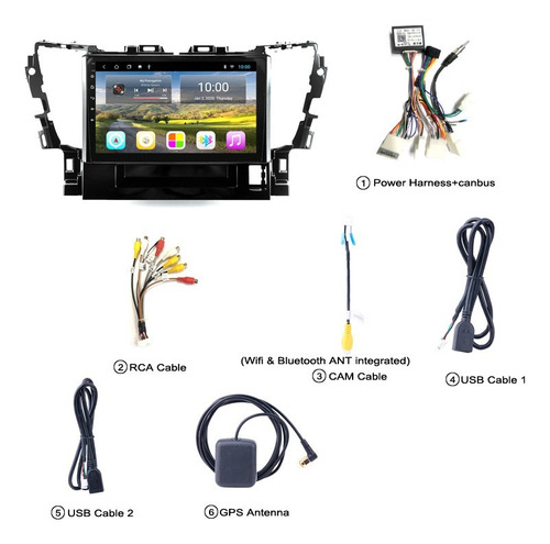 Autoestéreo 2+32g Carplay Cámara Para Toyota Elfa Alfa 15-18