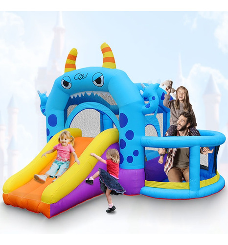 Brincolin Infantil Castillo Para Niños Con Bomba Inflable Lona De Salto Azul