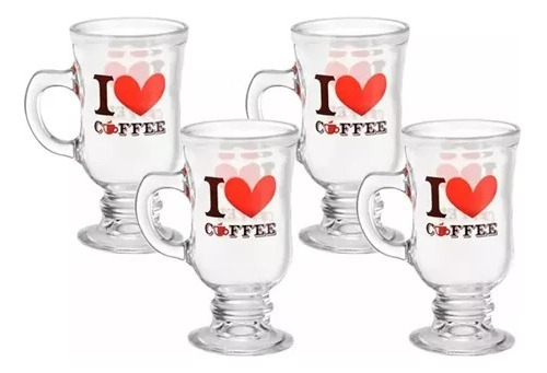 X4 Jarritos Taza Vaso Para Capuchino De Vidrio 100ml Coffe