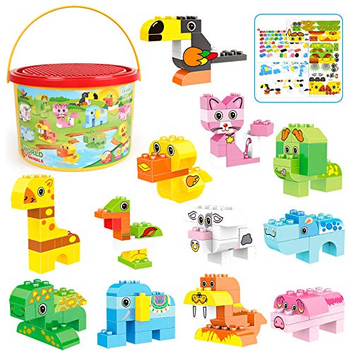 Animals Building Blocks Set, 122 Pieces Animal Building Toy