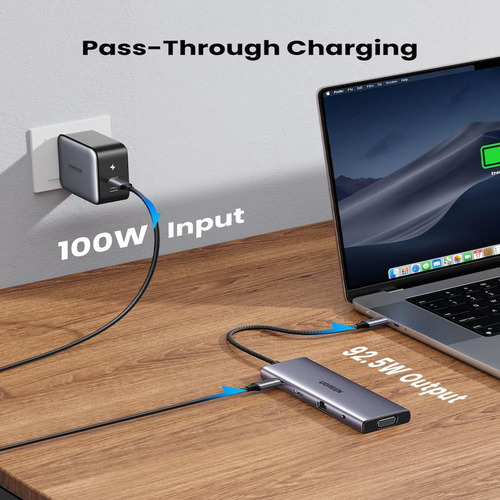 Docking Ugreen 9 En 1 C Hdmi 4k Vga Usb 3.0 Sd Tf Pd C 100w