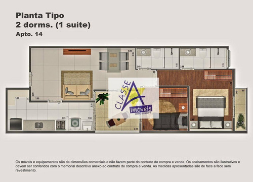 Imagem 4 de 16 de Lançamento 2 Dormitórios À Venda, 57 M² Por R$ 255.000 - Vila Assis - Mauá/sp - Ap1014