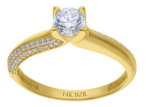 Anillo Solitario Joyeria Dama Anillo Oro 10k Zirconias