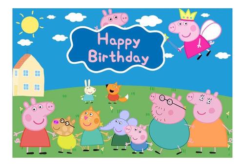 Peppa, Fondo Fotográfico, Decorativo, Cumpleaños, Lona