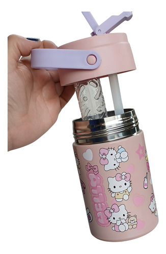 Termo Vaso Hello Kitty 500 Ml Acero Inox Antiderrames Niña
