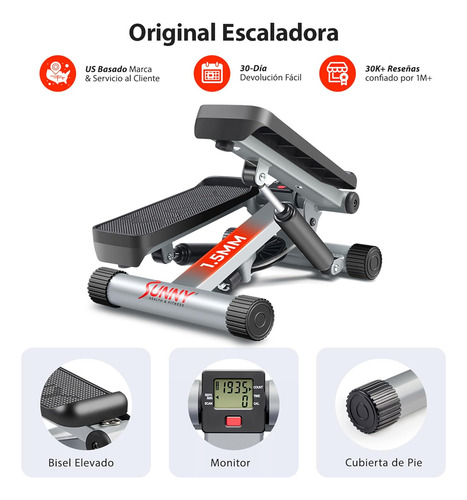 Mini Stepper Escaladora Y Bandas De Resistencia. Sunny Healt Negro