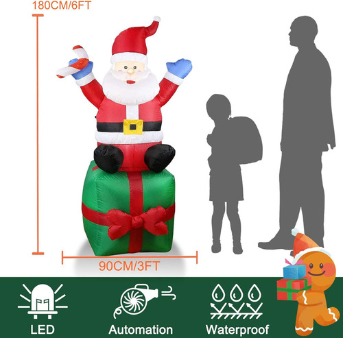 - Sd Mc Decoraciones Navideñas 180 Cm, Inflables, Led,