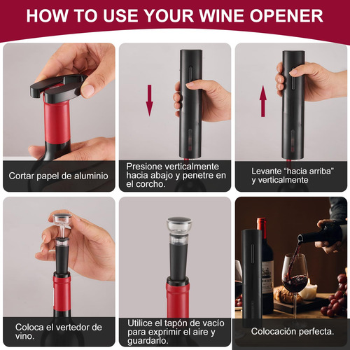 Abridor Eléctrico De Botellas De Vino Set De 6 Unidades