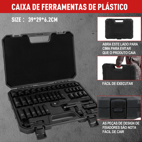 Jogo De Soquete Aço Crv 3/8 Catraca Chave Com Maleta Dobevi
