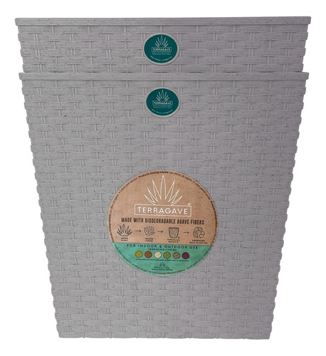 Kit 2 Cestos Papeleros Biodegradable Y Fibra De Agave Rattan Moon