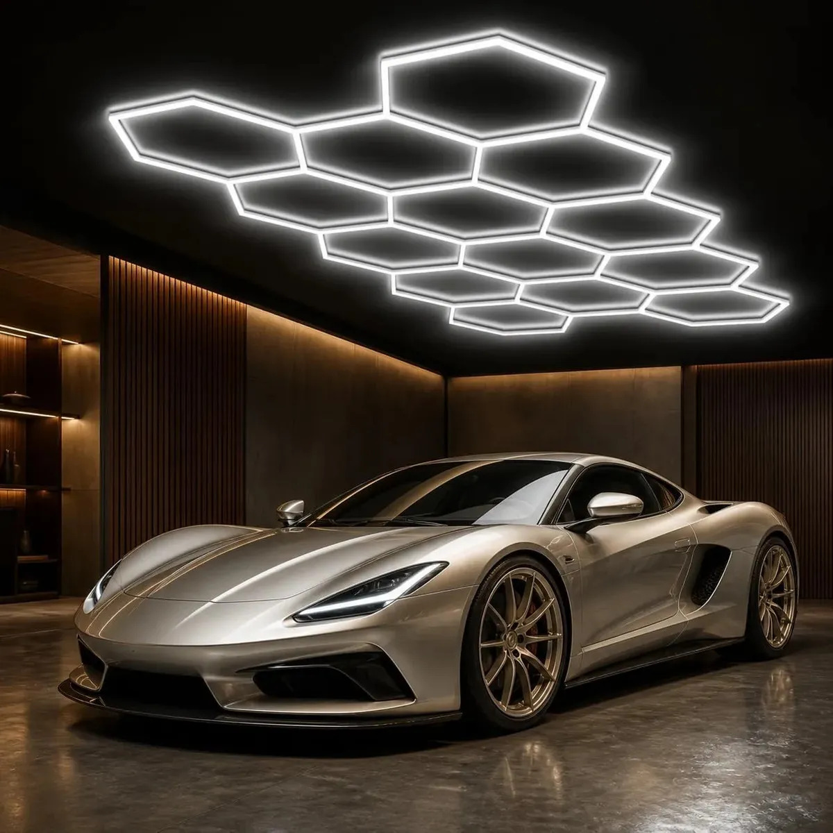 VOLTIS - Luminária Led hexágono Colmeia 5 Células Estrutura Luminárias de Teto Branco deal para oficinas, quartos, barbearias e salas de jogos. 6500K, bivolt, 192W.Ultrabrilhante