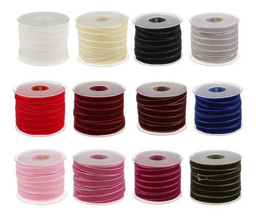 Cinta De Terciopelo Para Decoración, 2 X 20 Yardas Y 10 Mm