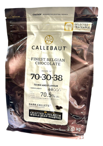 Finest Belgian Chocolate 70-30-38 Callebaut amargo com sem agregado caixa 2 kg