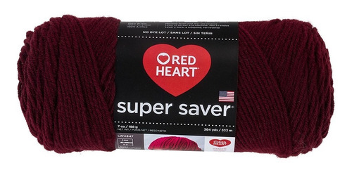 Estambre Red Heart Acrílico Liso Super Saver Coats Color 0378 Claret