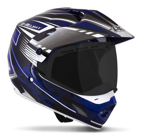 Capacete Integral Motocross Pro Tork Th1 Vision Adv Vis.fumê Cor Azul - Branco Tamanho do capacete 58