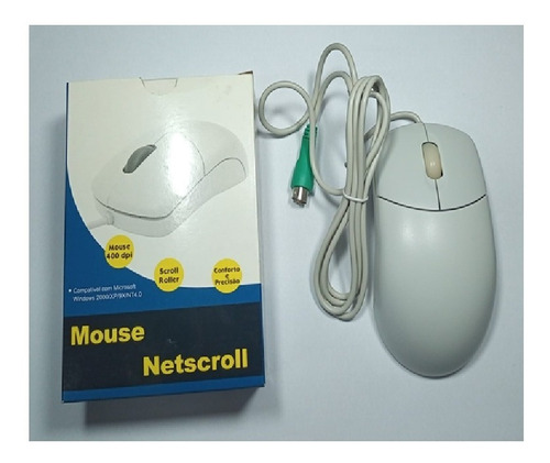 Mouse Netscroll 400dpi Scroll Roller Ps/2 Caixa Antigo Cor Branco