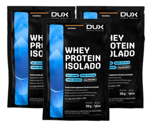 3x Sache Whey Protein Isolado Dux Cookies 30g