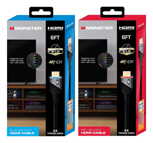 Kit De Cables Hdmi Xtreme Digital, Con Luz Led, 1.8 M, 2 Pcs