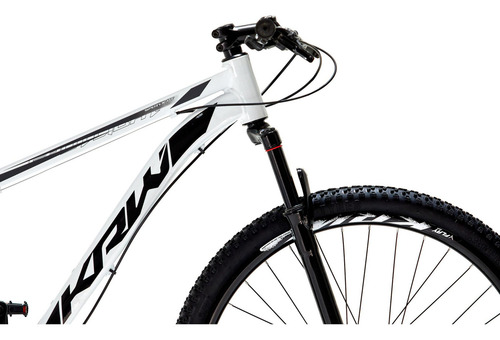 Bicicleta Aro 29 Krw Alumínio 21vel Freio Disco Suspensão S3 Cor Branco/Preto