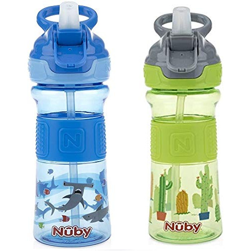 Nuby Thirsty Kids - Botella De Agua Para Nios (verde/azul)