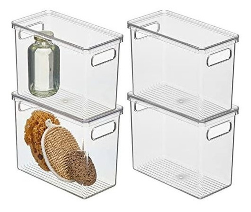 Mdesign Slim Plastic Stackable Bathroom Cabinet Storage Bin