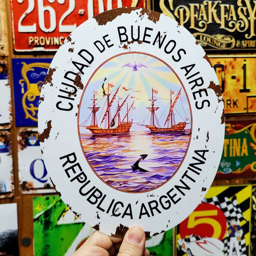 Cartel Escudo Ciudad De Buenos Aires República Argentina 