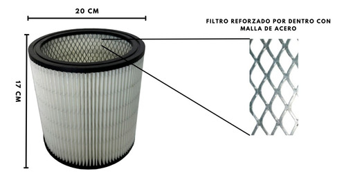 Filtro De Aspiradora Koblenz 6 Gal Wd6k2 Con Malla De Acero