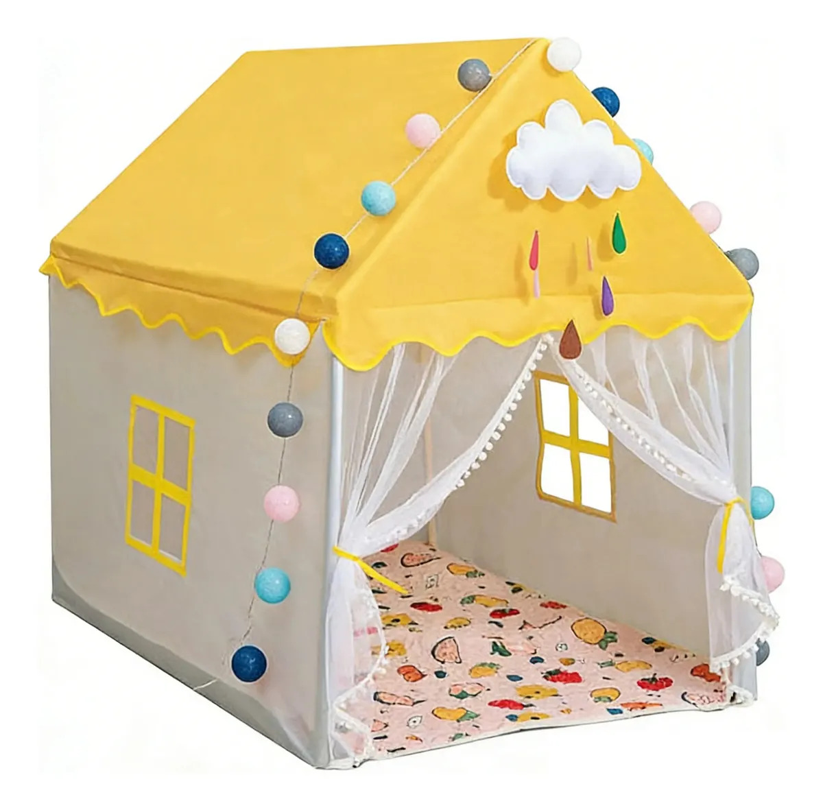 Yunleo Castillo Para Niños Carpa Castillo Princesa Tienda Juego Color Amarillo