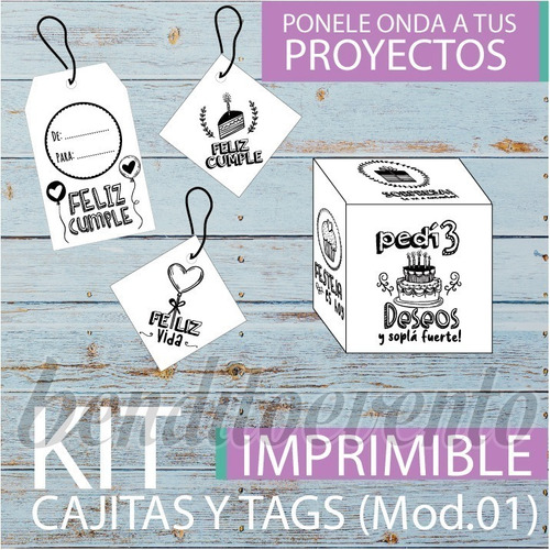 Kit Imprimible Emprendedores Cajitas Tags Etiquetas