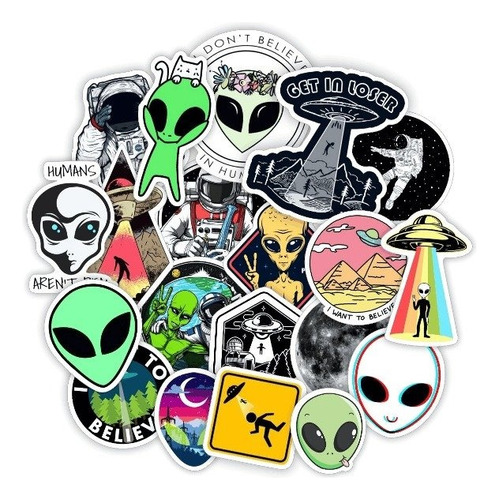 Calcos Stickers Vinilo Termo - Ovnis Espacial