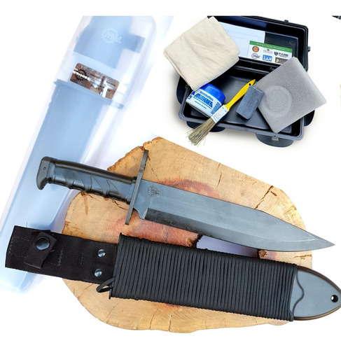 Imagem 1 de 9 de Faca Imbel Amz Black Original Com Paracord E Kit Manutenção