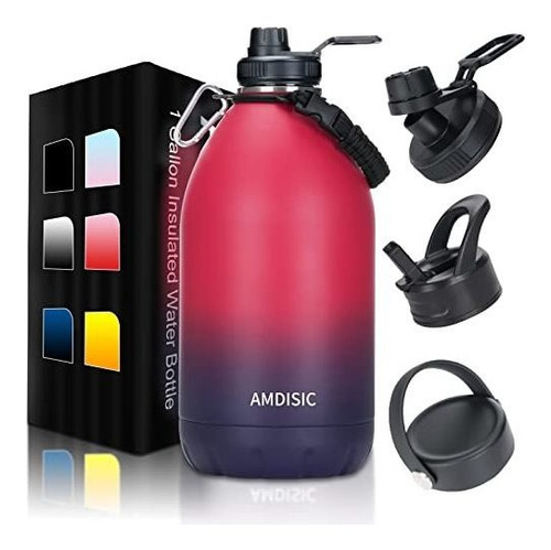 Amdisic Botella De Agua Aislada De Un Galón Con 3 L62qh
