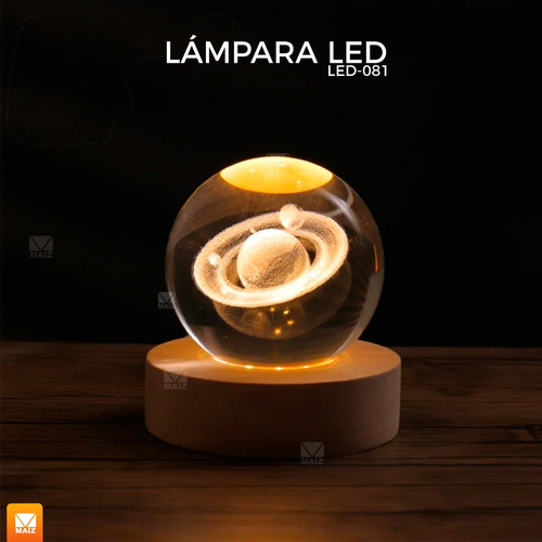 Lampara Bola Cristal 3d Luna Luces Led Noche Nocturna
