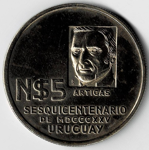 Moneda  De  Uruguay  5  Pesos  1975  Muy  Buena  +++++