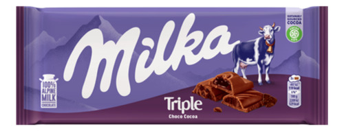 Milka chocolate ao leite recheio de chocolate e biscoito com cacau pacote 90g