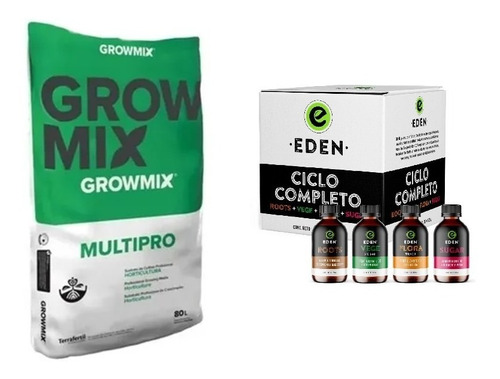  Grow Mix Multipro 80 Lt  Eden Pack X4 Ciclo Completo