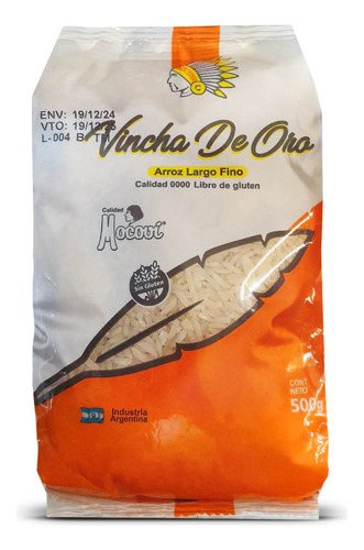 Arroz Vincha De Oro Largo Fino Sin Gluten 500g Calidad 0000