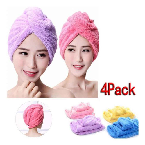 Toalla De Microfibra Para El Cabello De 4 Piezas Para Mujer, Toalla De Microfibra Para El Cabello De 4 Piezas Para Mujer,