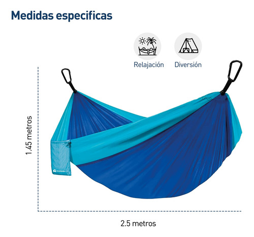 Mayoreo 3 Hamacas Camping Portátil Azul + Kit De Instalación